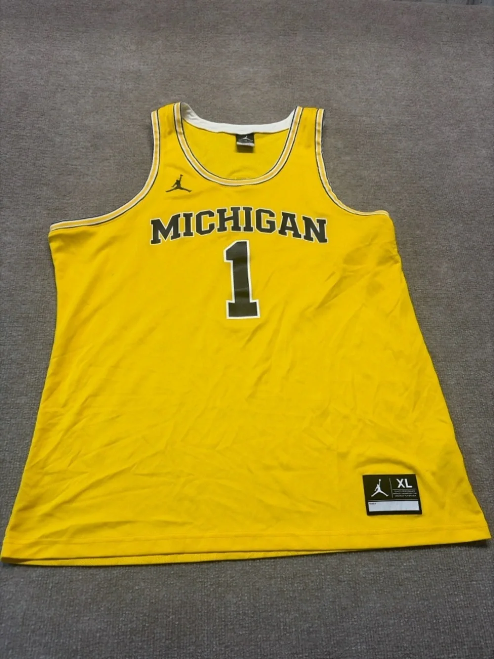 Michigan #1 Yellow Basketball Jersey - Jordan 0816
